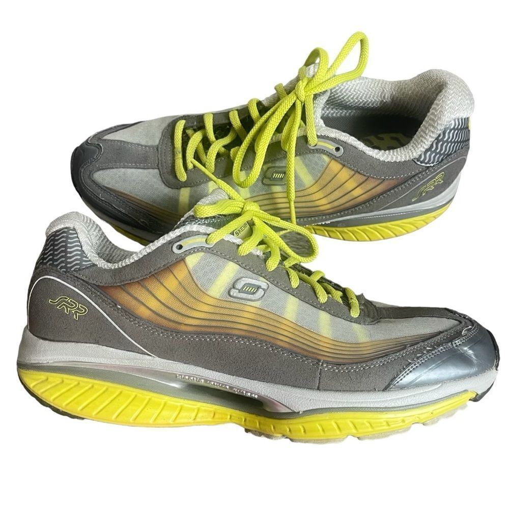 Skechers Resistance Shape Ups Women Sz 9.5 Kinetic Sneakers‎ Charcoal/Lime 12370